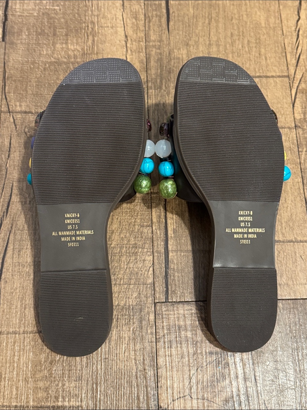 Steve Madden Black Slide Sandal with Multicolor Beaded Strap (knicky b) - Picture 6 of 7